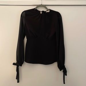 Topshop Tie Blouse (black, sz 2)